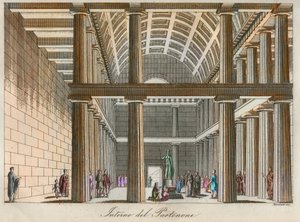 Civilisation grecque - Reconstruction idéale du Parthénon à Athènes - gravure de « Usi e Costumi di Tutti i Popoli dell