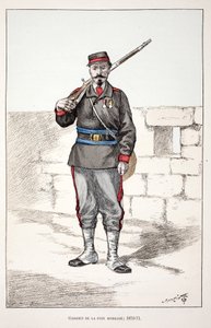 Gardiens de la paix mobilisés (1870-1871). Eau-forte en couleurs, pour illustration Histoire du corps des gardiens de la paix, livre publié sous les auspices de Louis Lépine (1846-1933) préfet de police de la Seine, par Alfred Rey (1864-?) et Louis Féron - Unknown artist