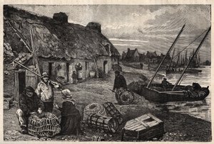 Habitations des pêcheurs à Concarneau - Finistère - Bretagne - gravure dans « PATRIE - DESCRIPTION PICTURESQUE DE LA FRANCE EN 6 VOLUMES » par Lucien Huard - fin du 19e siècle - Unknown artist