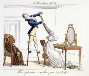 Séance de coiffure : apprendre à souffrir pour être belle - dans "Le Bon Genre", début XIXe siècle