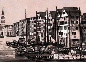 Hambourg, Allemagne : vue de Wandrahmfleeth - Unknown artist