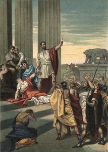 Histoire de la Rome antique : Lucrèce, Brutus et Collatinus. Lucrèce (Lucrezia, Lucretia, dame romaine) fut victime de violence par son cousin Sextus Tarquin, fils de Tarquin le Superbe. Lucrèce fit venir son père et son mari (Collatinus) et arriva avec - Unknown artist