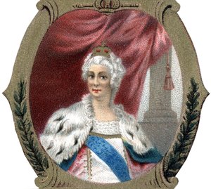 Histoire de la Russie : Portrait de Catherine II de Russie (1729-1796). Chromolithographie de la fin du XIXe siècle. - Unknown artist