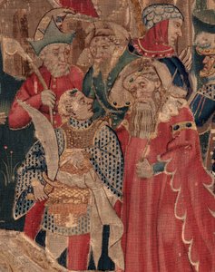 Histoire de Saint Piat et Saint Éleuthère, Scène 12 : La résurrection de la fille du tribun (Comment Jésus-Christ réclama le bon saint et ressuscita par chy la fille de tribun présent son père et le commun). (détail) - Unknown artist