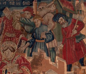 Histoire de Saint Piat et Saint Éleuthère, Scène 5 (détail). Partie supérieure droite. Maçons. - Unknown artist