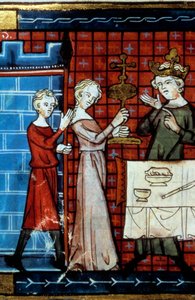 Procession du Saint Graal. Miniature du « Conte du Graal » - Unknown artist
