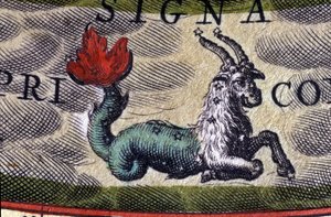 Horoscope : signe du zodiaque, Capricorne. Gravure du XVIe siècle. - Unknown artist