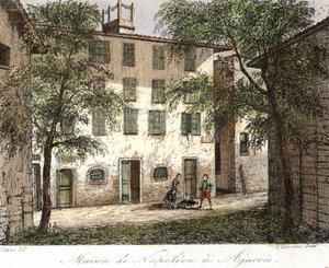 Maison de Napoléon à Ajaccio - Gravure en couleur du XIXe siècle - Unknown artist