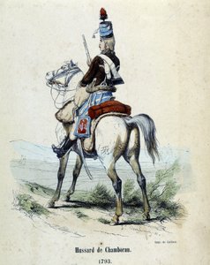Hussard de Chamboran en 1793 à cheval - Unknown artist