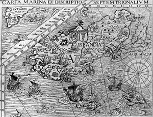 Islande, vers 1539, détail de la Carta marina par l