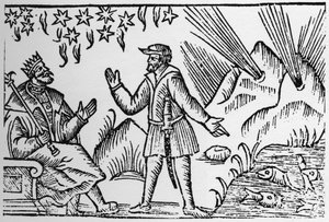 Ichthyomancie : divination par le mouvement des poissons - dans « Historia de Gentibus Septentrionalibus » (Histoire des peuples du Nord) par Olaus Magnus, Rome 1555 - Unknown artist