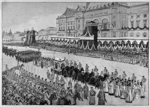 Illustration des funérailles du Tsar Alexandre III en 1894. "Le Monde Illustré" - Unknown artist