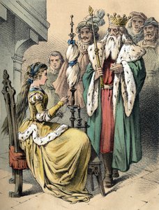 Illustration des contes de Franz Hoffmann "Contes et Fables - Weifshündchen und Breitfüßchen". Chromolithographie du 19ème siècle. - Unknown artist