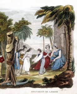 Illustration de « Paul et Virginie » par Bernardin de Saint Pierre. Gravure du 19ème siècle - Unknown artist