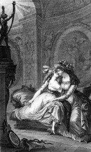 Illustration des "Liaisons dangereuses" de Choderlos de Laclos (1741 - 1803) : scène de libertinage entre deux femmes. - Unknown artist