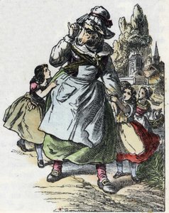 Illustration du conte "Bonne Maman Mouton". Dans "Contes de la maison pour les petits". Gravure anonyme du XIXe siècle. - Unknown artist
