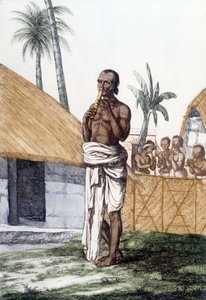 Culture et civilisation indiennes : musicien jouant de la flûte bansuri, instrument de musique traditionnel, Inde. Gravure 1808. - Unknown artist