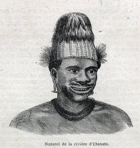 Peuples indigènes de Nouvelle-Guinée : natif de la rivière Utamate. Gravure dans "L