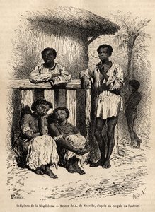 Indigènes de la Magdalena (rivières), dans les rues de la ville de Mompox (Colombie). Gravure pour illustrer le voyage en Nouvelle-Grenade, par le Dr Saffray, en 1869, publié dans « Le tour du monde » 1872, édité par Edouard Charton, édition Hachette - Unknown artist