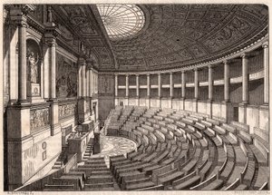 Vue intérieure de la Chambre des députés (Assemblée nationale), anciennement appelée Palais Bourbon, Paris, France - Unknown