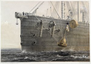 Installation du câble sous-marin en 1858 (bouée de repère) - dans « Le télégraphe atlantique » de W. H. Russel, vers 1860 - Unknown artist