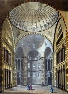 Intérieur de la mosquée Sainte-Sophie à Constantinople - dans « Le costume ancien et moderne » par Ferrario, éd. Milan