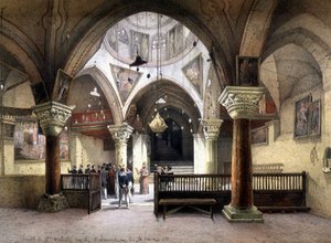 Intérieur de la chapelle Sainte-Hélène, Jérusalem. Gravure du 19e siècle - Unknown artist