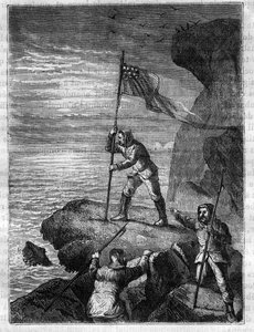 Isaac Israel Hayes (1832-1881), explorateur arctique américain, plantant le drapeau national des États-Unis sur les rives de l
