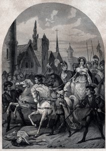Isabelle de Bavière entrant à Paris en 1389 - Entrée de la reine de France Isabeau de Bavière à Paris - Gravure de 1842 - Unknown artist