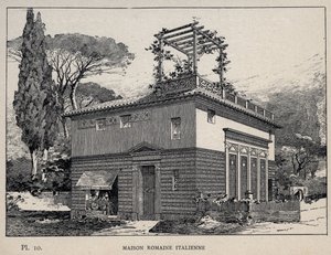 Maison romaine italienne - gravure de 1889 dans 