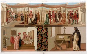 Costumes italiens du XVe siècle. Dans « Le costume historique » par A. Racinet - Unknown artist