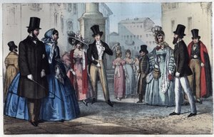 Mode italienne au 19e siècle - gravure de "Usi e Costumi di Tutti i Popoli dell
