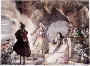 Brigands italiens. Les bandits, certains boivent d
