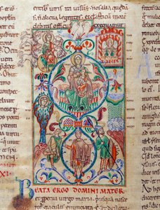 Arbre de Jessé entourant des symboles de virginité. La Vierge est désignée par le nom byzantin de Theotokos. Miniature tirée du « Lectionnaire de Cîteaux » 12e siècle - Unknown artist