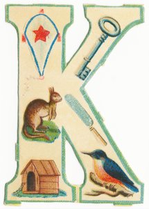 K : cerf-volant, clé, kangourou, couteau, chenil, martin-pêcheur - Unknown artist
