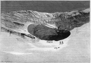 La Catastrophe de Saint-Gervais ou catastrophe du glacier de la Tête Rousse (département de la Haute-Savoie) (12-13 juillet 1892) - Glacier de Tête-Rousse - caverne intérieure et mur de déchirure du glacier, Gravure dans « La Nature » - 20 août - Unknown artist