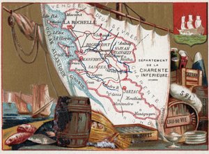 La Charente Inferieure, Poitou Charentes, France. Vin, eau-de-vie, sardines, sel, safran, poisson sec, c.1920 - Unknown Artist