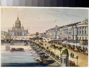 La cathédrale Saint Isaac et la place du sénat à Saint-Pétersbourg (Album de Marie Taglioni) - Unknown artist