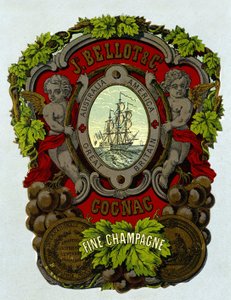 Étiquette de "Bellot Cognac - Fine Champagne", sd. 19ème siècle