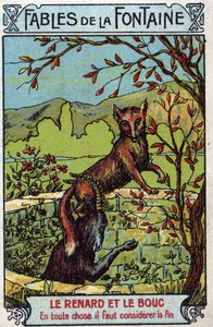 Le Renard et le Bouc - Fables de Jean de La Fontaine (1621-95) - Chromolithographie de la fin du 19e siècle Collection privée - Unknown artist