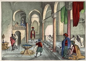 Le bain maure (bain public) à Alger vers 1830. dans « L