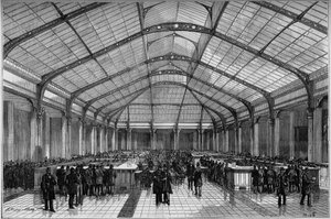 Le crédit foncier à Paris : la grande salle des caisses en 1883 - Unknown artist