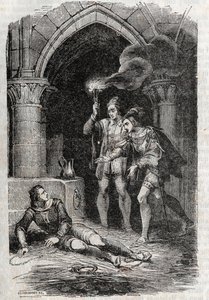 Léon délivre Roger - gravure de 1851 de "Roland furieux" (Orlando furioso) (16ème siècle) par Ludovico Ariosto, dit l