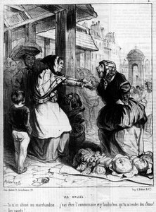 Les Halles - Marchandes se querellant aux Halles de Paris, -dans « Charivari » du 14/10/1844 - Unknown artist