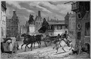 Les Omnibus de Paris au 19ème siècle : le tricycle - gravure de 1892