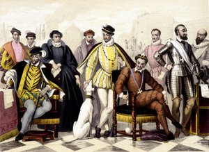 Les Valois - De 1547 à 1589. Henri II, Catherine de Médicis (Caterina de Medici), Charles IX, Henri III, Henri IV. Gravure du 19e siècle - Unknown artist