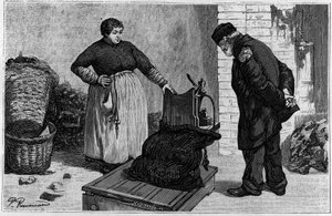 Les chiffonniers : le pesage. Gravure dans « Le journal de la jeunesse » - Unknown artist