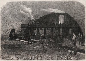 Les égouts de Paris : la grande chambre et les ateliers de forge pont Notre-Dame - Gravure dans « Le Monde Illustré » - Unknown artist