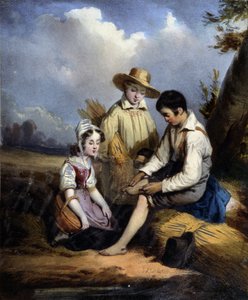 Les petits faucheurs (un blessé au pied), v.1840 - Unknown artist