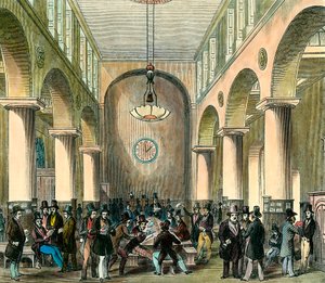 Bourse de Londres au 19e siècle. Gravure. Collection privée. - Unknown artist